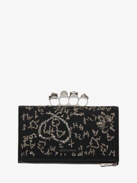 Alexander McQueen Men's Skull Four-ring Small Pouch in Black/white