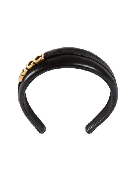 GUCCI logo-lettering leather head band