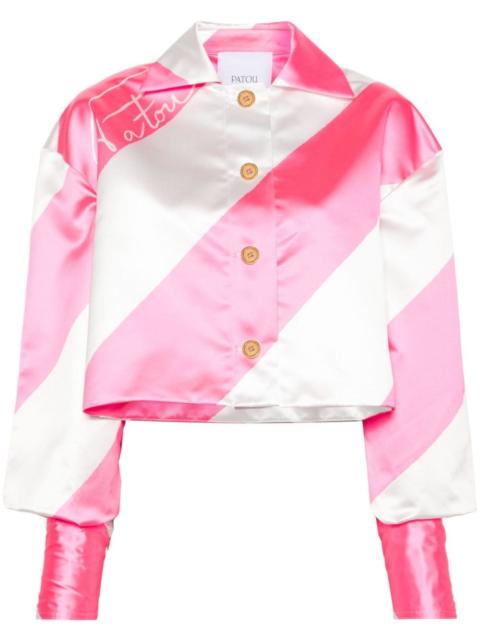 PATOU diagonal-striped cropped satin jacket