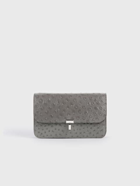 TOTEME T-lock ostrich-embossed crossbody grey