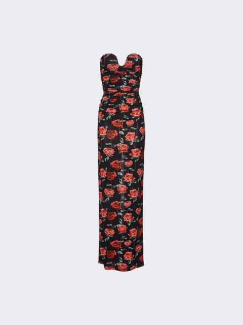 Bustier Maxi Dress Black Floral Print