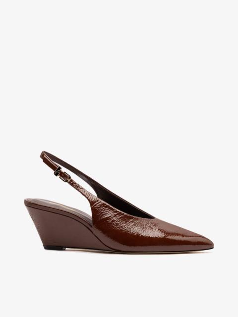 Larroudé Loulou Pump Oak Brown Patent Leather