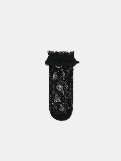 dolce vita LACE RUFFLE CREW SOCKS BLACK