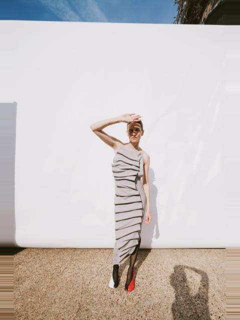 A.W.A.K.E. MODE BIB-FRONT STRUCTURED DRESS WITH OPEN BACK LIGHT GREY MELANGE