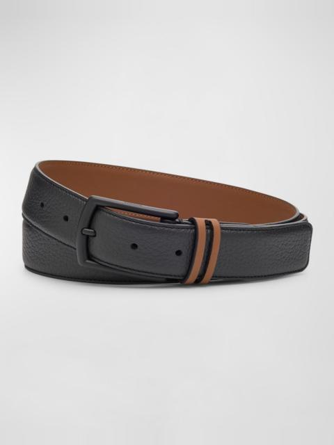ZEGNA Men's Grained Calfskin Belt