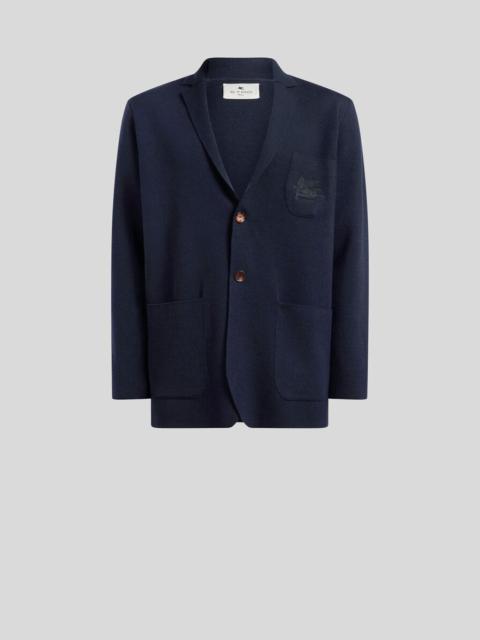 Etro SINGLE-BREASTED WOOL JACKET WITH EMBROIDERED LOGO