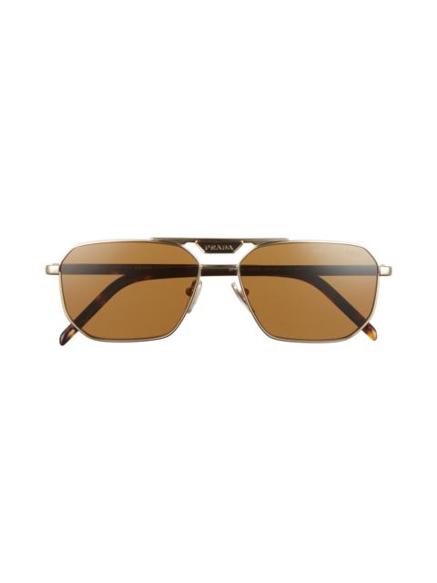 Prada 57mm Polarized Rectangular Sunglasses in Pale Gold at Nordstrom