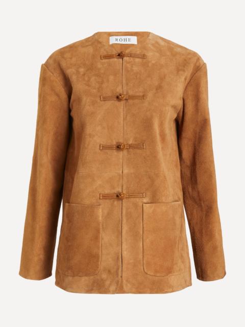 Mandarin Textured Suede Jacket