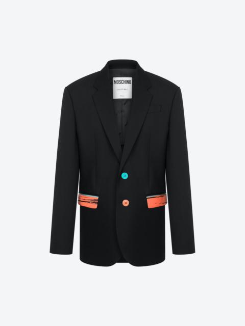 Moschino PAINTED DETAILS WOOL CLOTH JACKET