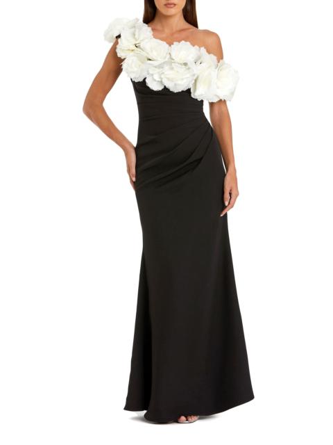 MAC DUGGAL Women's Evening Floral Jersey Off-The-Shoulder Gown - Black Cream