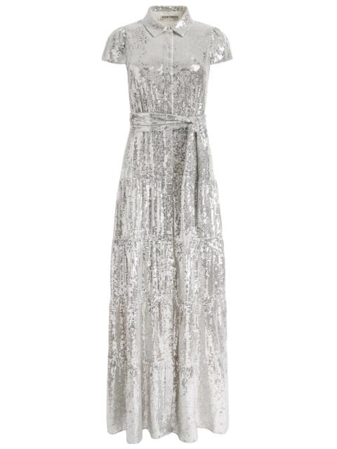 Alice + Olivia MIRANDA EMBELLISHED TIERED MAXI DRESS