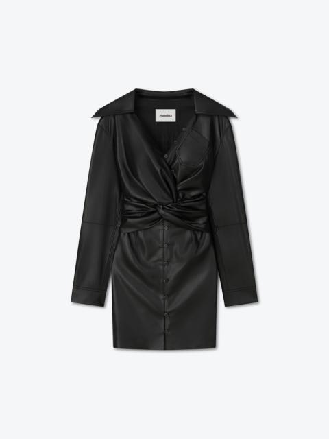 MARTO - Mini draped OKOBOR™ alt-leather wrap dress - Black