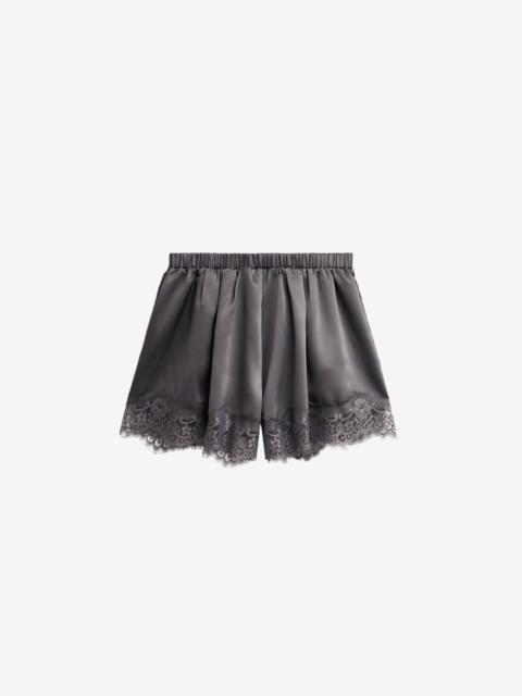The Frankie Shop Mylah Satin Lace Trim Shorts - Slate Grey
