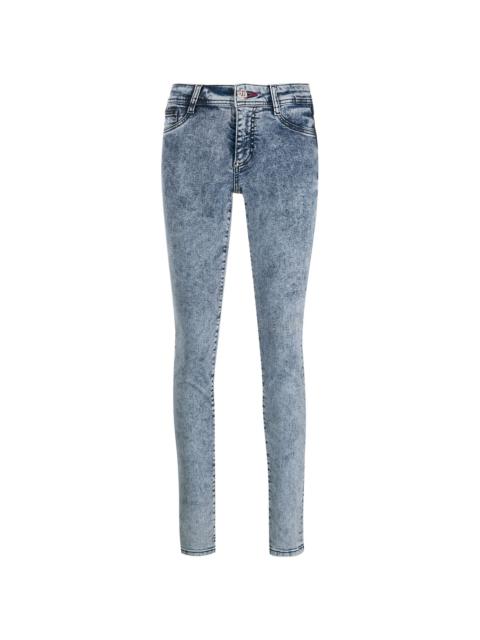 PHILIPP PLEIN acid wash denim leggings
