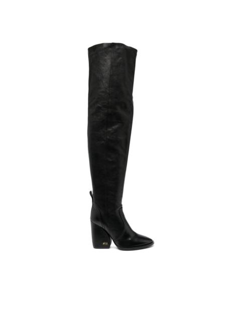 N°21 logo-sole 100mm leather knee-high boots