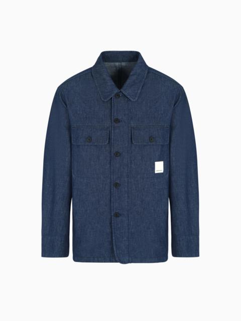 EMPORIO ARMANI ASV CHAMBRAY DENIM SHIRT JACKET FROM THE PEACE CAPSULE COLLECTION