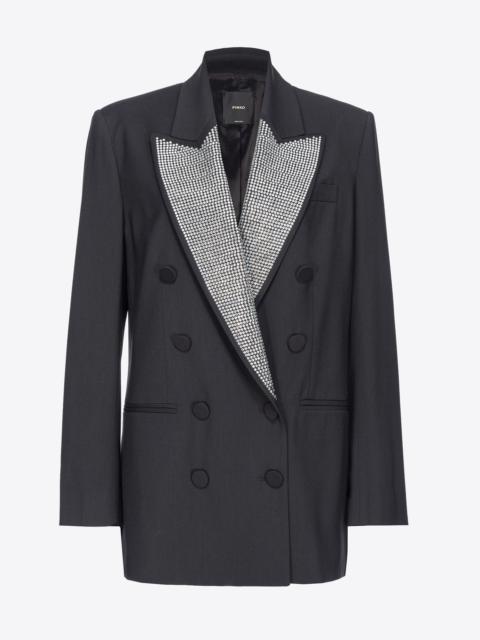 PINKO DOUBLE-BREASTED BLAZER WITH RHINESTONED LAPELS