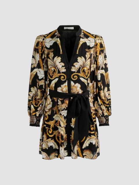 Alice + Olivia Women's Antonette Tiered Mini Shirtdress - Noir Elegance Offwhite
