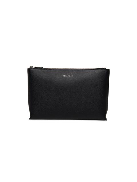 Black saffiano leather pouch