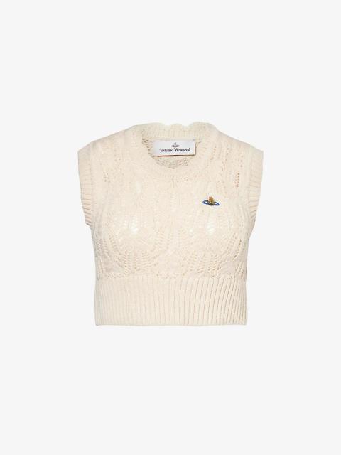 Samantha logo-embroidered wool top