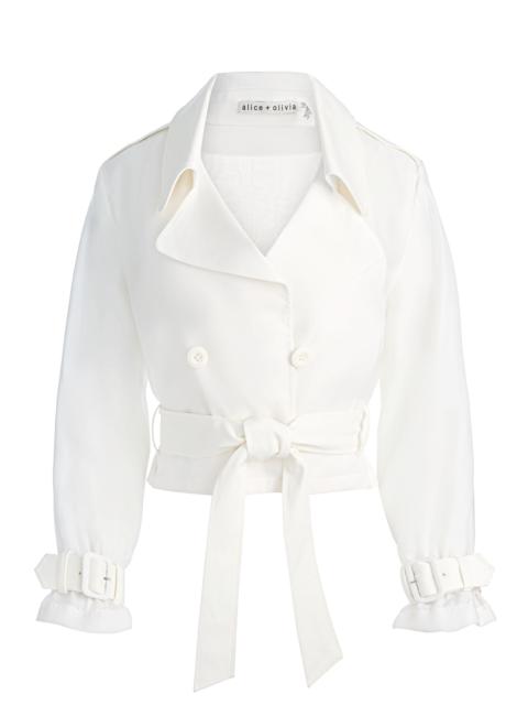 Alice + Olivia KEITH SHEER COMBO CROPPED TRENCH