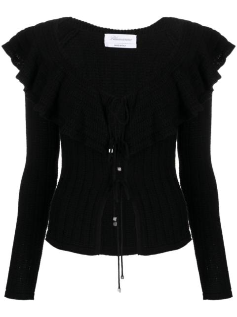 Blumarine ruffled crochet wool cardigan