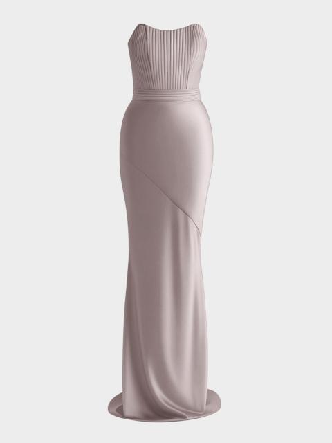 ZHIVAGO Germaine Strapless Stretch Satin Column Gown