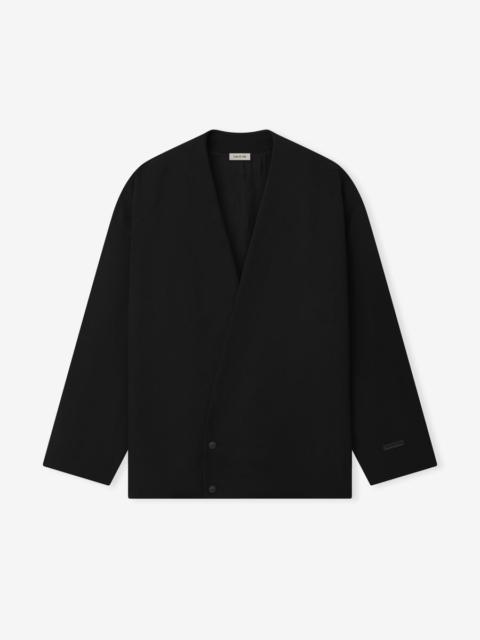 Relaxed Cropped Lapelless Jacket