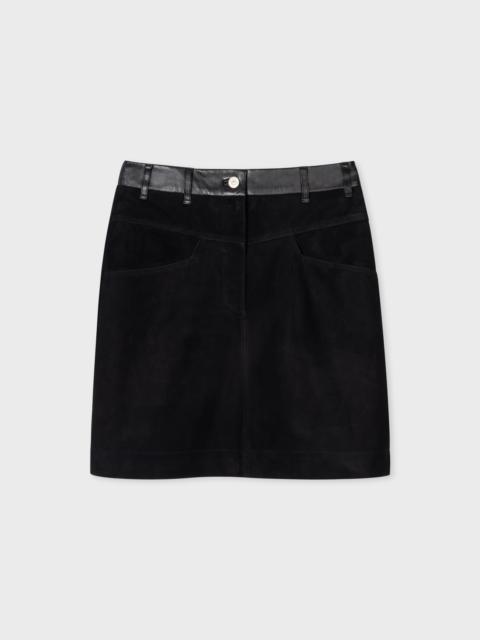 Women's Black Suede Contrasting Short Skirt