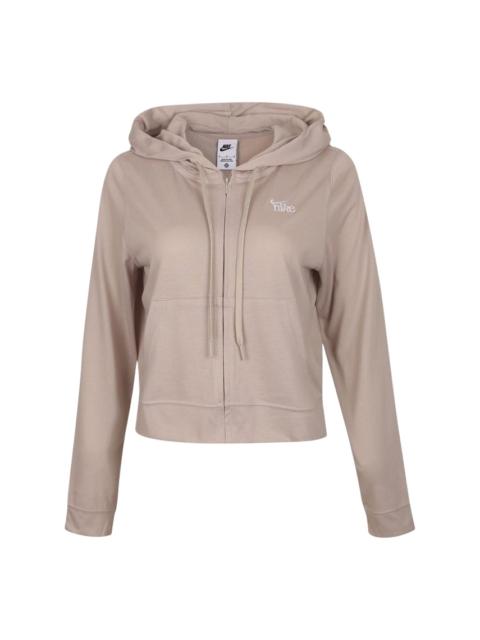 Nike (WMNS) Nike Sportswear Light Weight Jersey Hooded Jacket Asia Sizing 'Light Brown Beige' IU0728-236