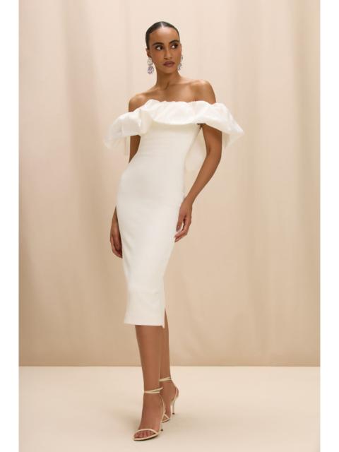 PatBO TAFFETA TARSILA RUFFLE MIDI DRESS