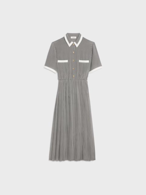 CELINE PLEATED SHIRT DRESS IN CREPE DE CHINE