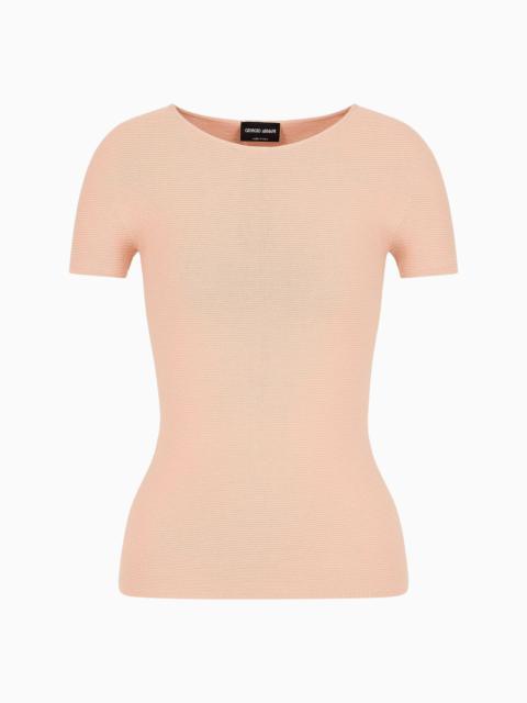 GIORGIO ARMANI Links-stitch viscose short-sleeved jumper