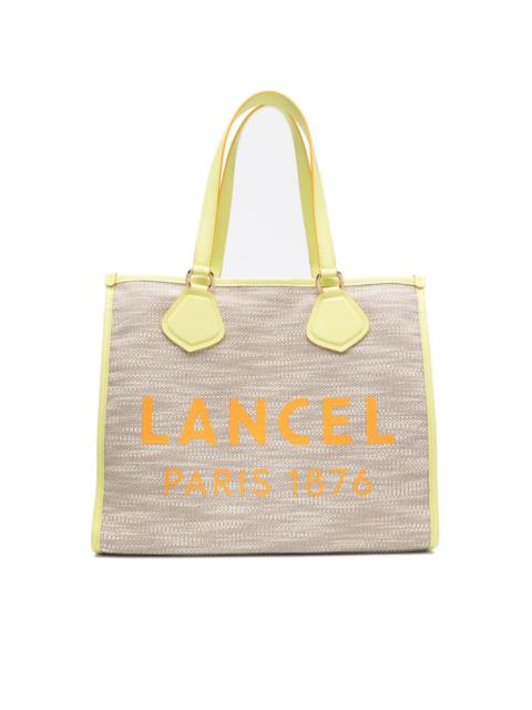 LANCEL large Summer canvas tote bag