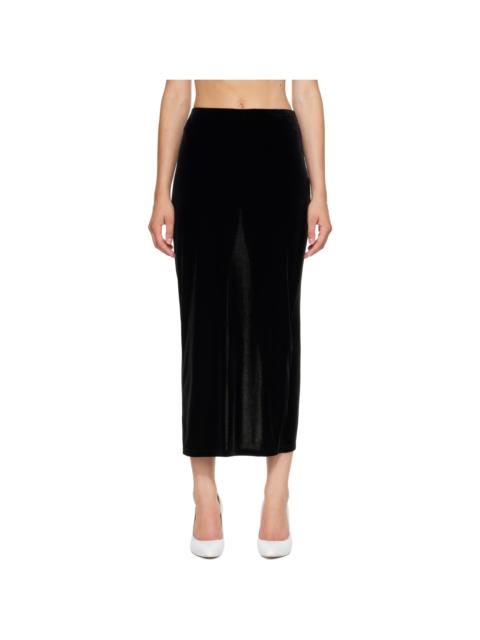 VETEMENTS Black Velour Front Midi Skirt Leggings