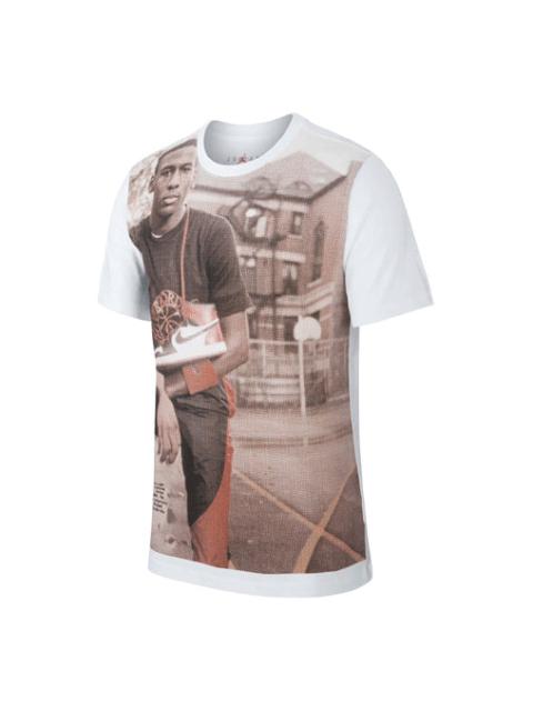 Jordan Air Jordan 1 Photo Classic Pattern Printing Short Sleeve White AT8918-100