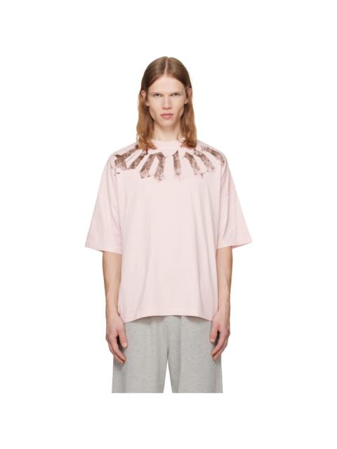 Palm Angels Pink Big Neck Logo Loose T-shirt