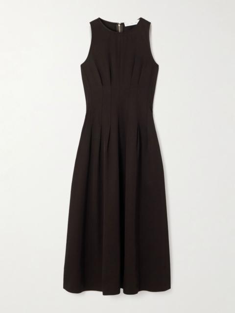 Proenza Schouler Bronwyn pleated twill midi dress Dark brown
