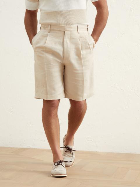 Brunello Cucinelli Linen and wool fresco leisure fit Bermuda shorts with double pleats