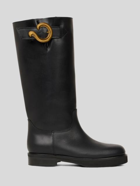 Etro LEATHER BOOTS WITH PAISLEY BUCKLE