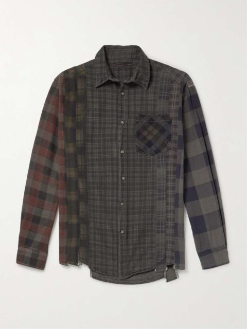 7 Cuts Distressed Checked Cotton-Flannel Shirt