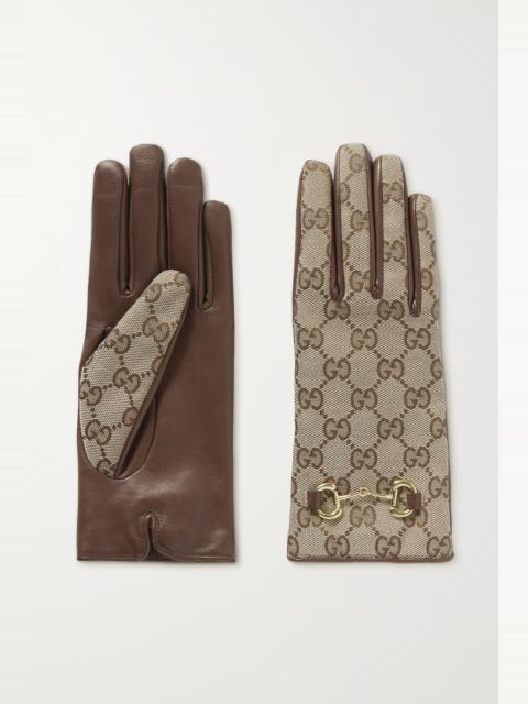 GUCCI Horsebit-detailed leather gloves