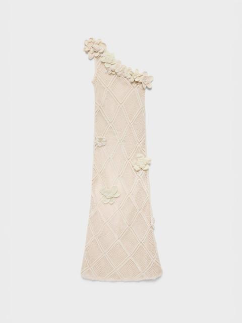 JW Anderson WOMENS FLORAL CROCHET DRESS IN LIMESTONE