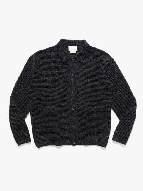 YOKE Mesh Knitted Shirt Cardigan Black
