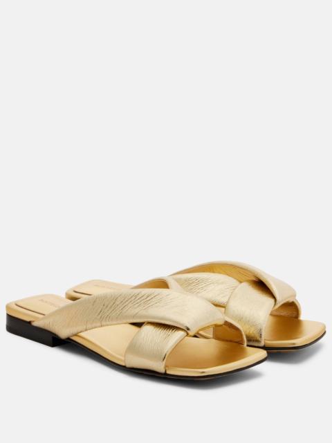 Bottega Veneta Riva metallic leather mules