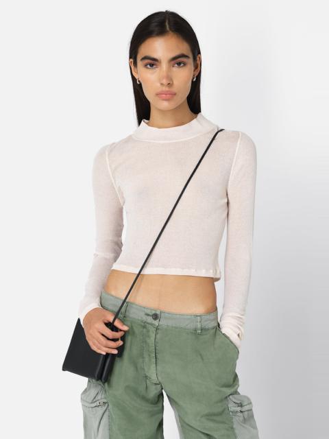 GAUZE RIB LS CROPPED TEE