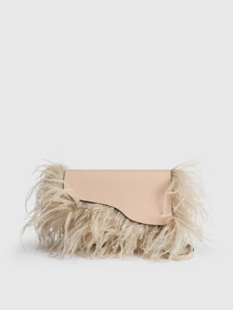 ATP ATELIER Scarlino Cipria Grained Leather/Feathers Pouch Bag