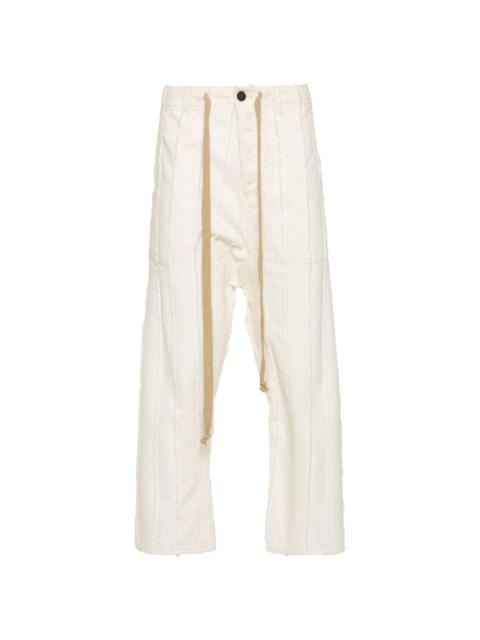frayed striped tapered trousers
