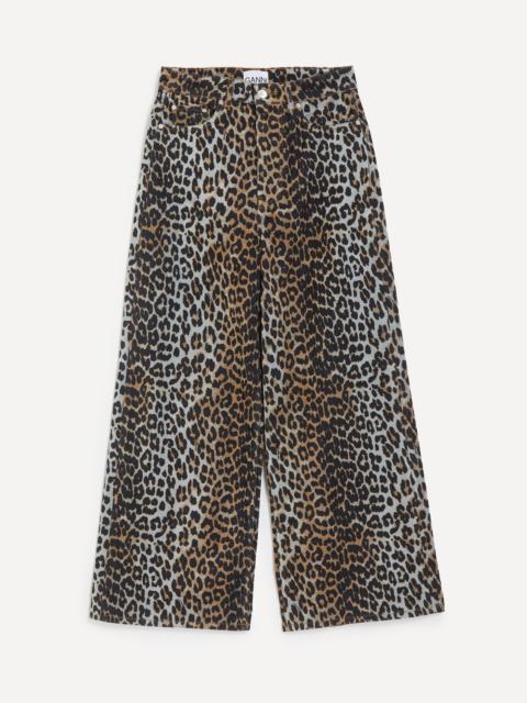GANNI Leopard Print Flock Denim Baggy Jeans