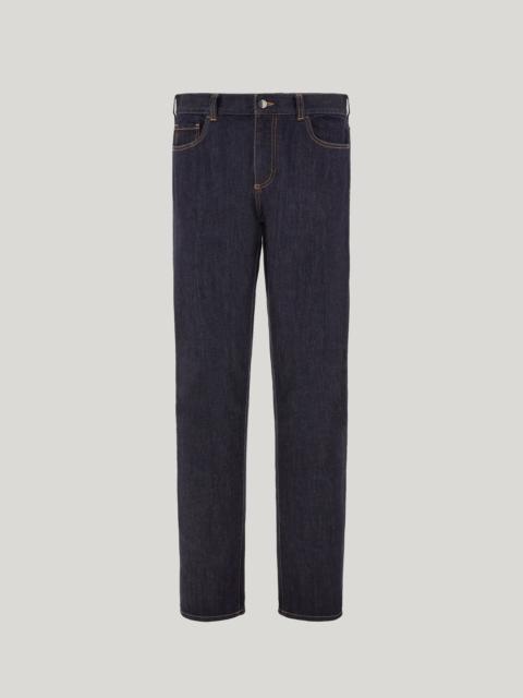 Canali FIVE-POCKET SLIM-FIT STRETCH DENIM PANTS IN BLUE